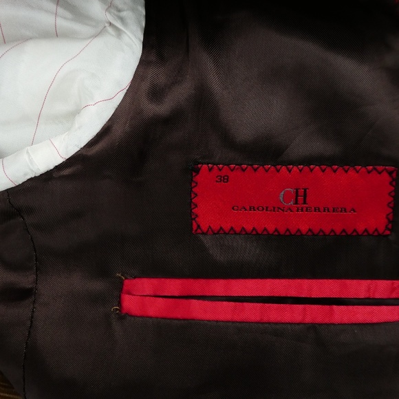 Carolina Herrera Blazer Sports Coat Corduroy Lambskin Elbow Patches Logo - Picture 7 of 8